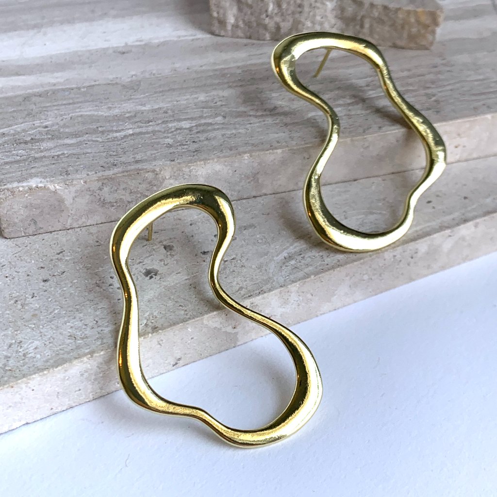 New ~ Anthropologie Irregular Gold Hoop Post Earrings